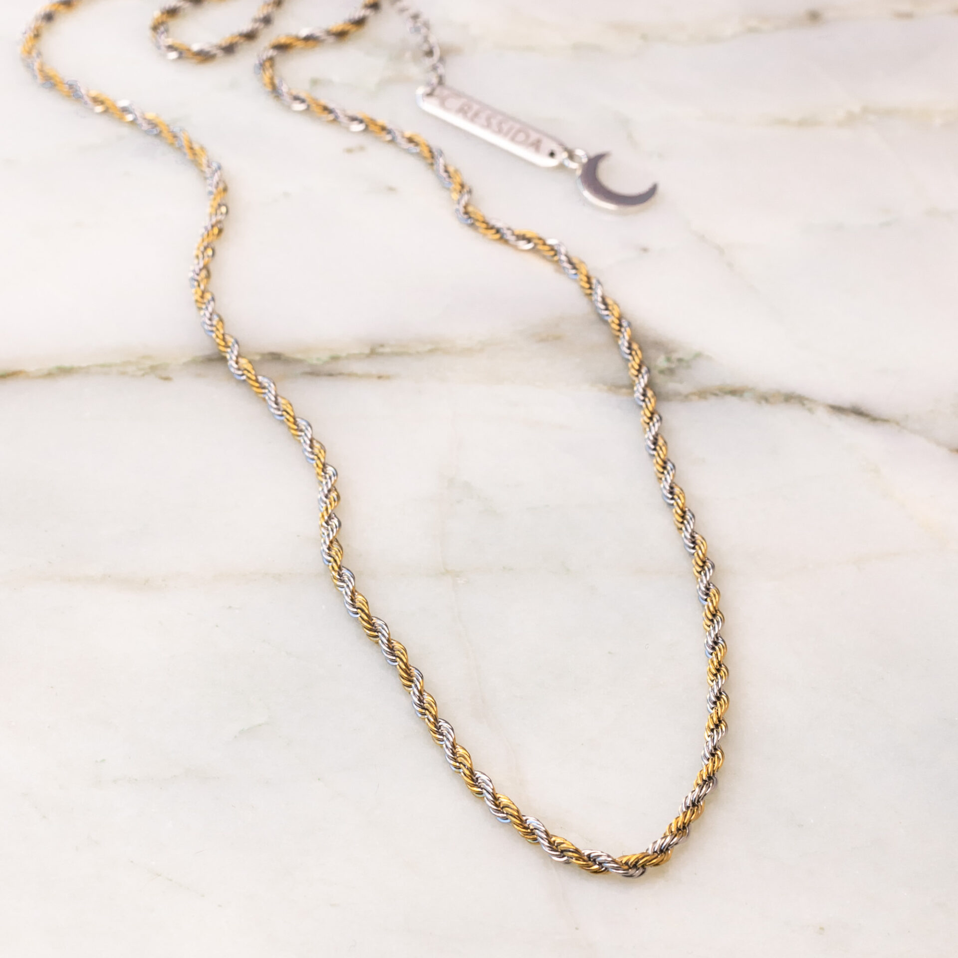 Rope Gold/Silver Extra Long Κολιέ με στριφτή αλυσίδα