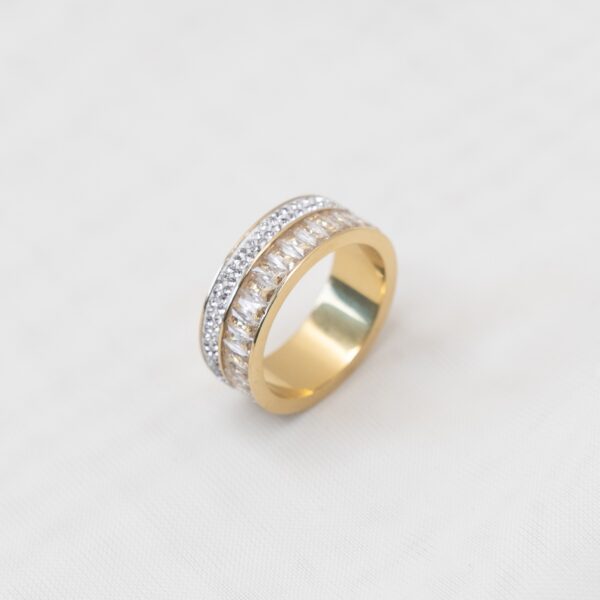 Pietra Gold Δαχτυλίδι ολόβερο φαρδύ με ζιργκόν