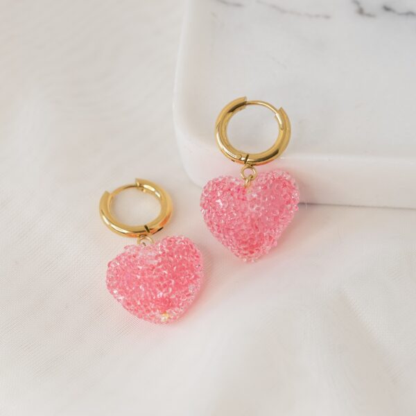 Candy Heart Pink Gold Σκουλαρίκια με Καρδιά