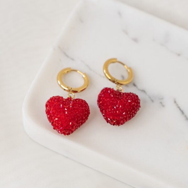 Candy Heart Red Gold Σκουλαρίκια με Καρδιά