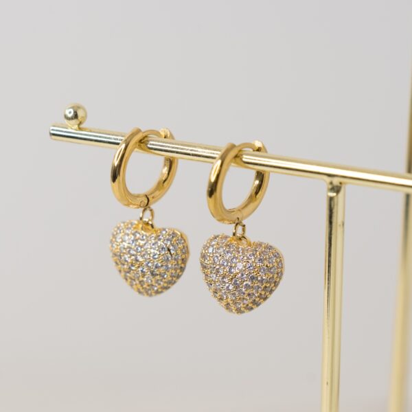 Cuore White Gold Σκουλαρίκια Καρδιά με Ζιργκόν