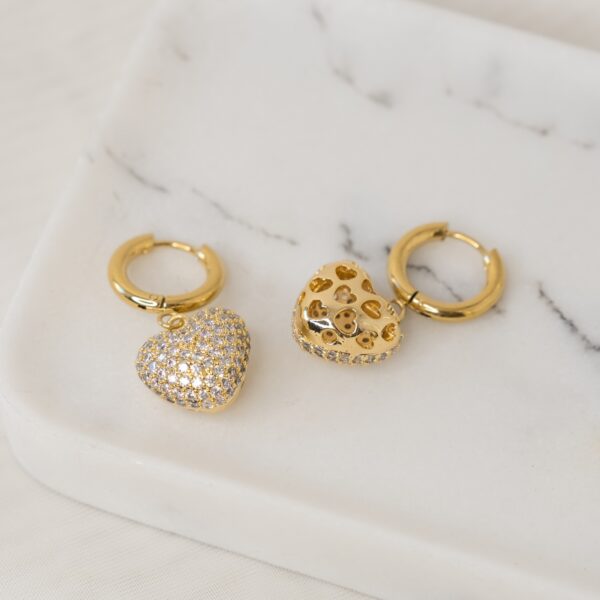 Cuore White Gold Σκουλαρίκια Καρδιά με Ζιργκόν