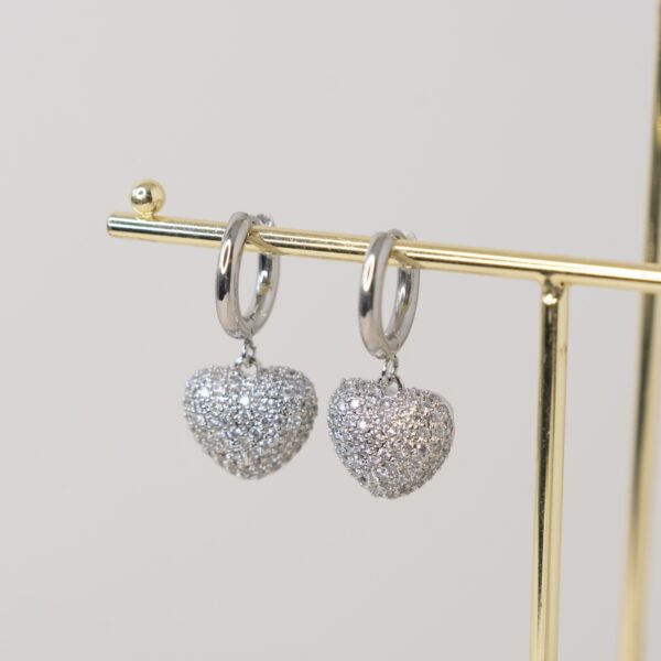 Cuore White Silver Σκουλαρίκια Καρδιά με Ζιργκόν