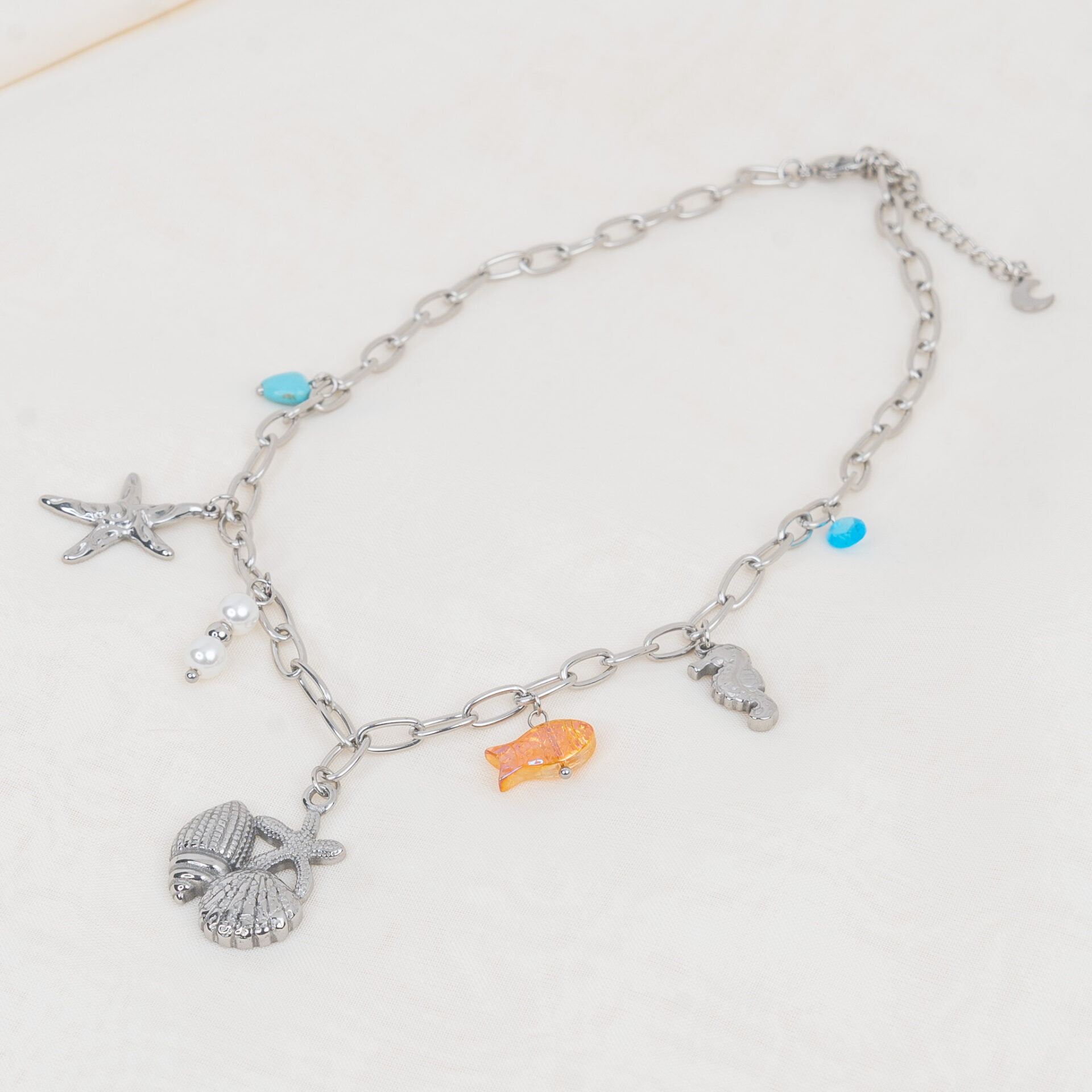 Voyage Silver Κολιέ με Κρεμαστά Στοιχεία