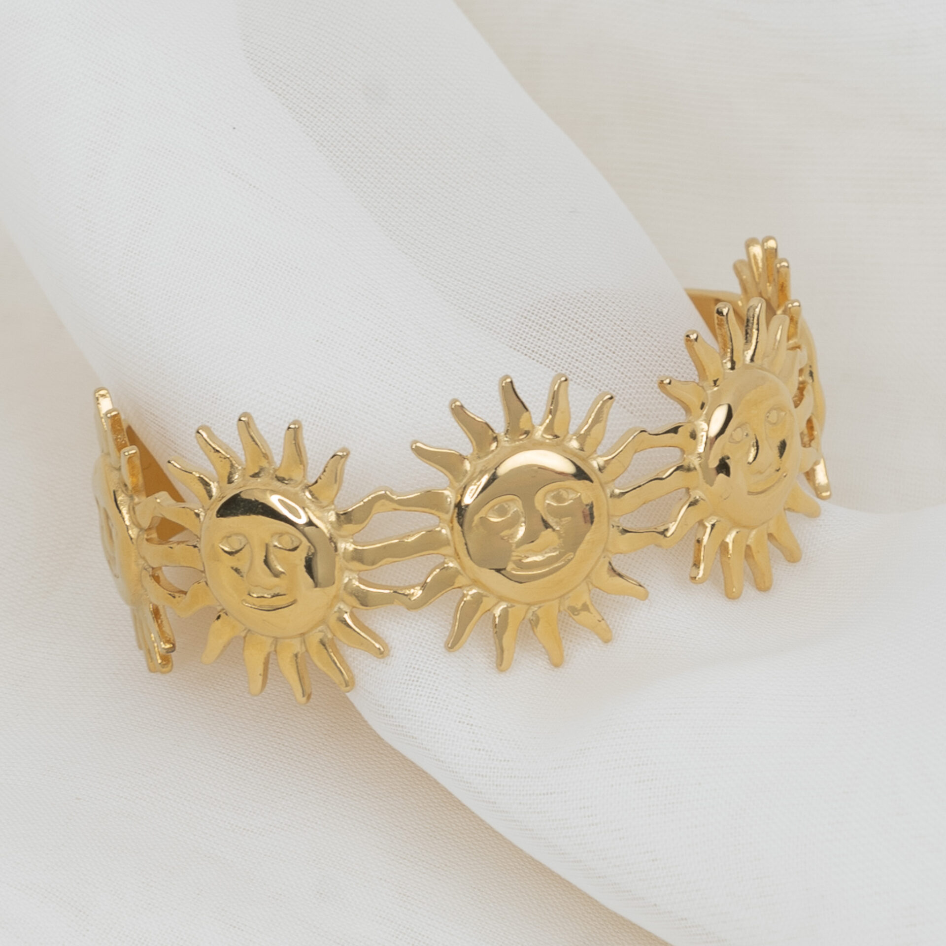 Helia Gold Βραχιόλι Χειροπέδα με Ήλιους - Image 2