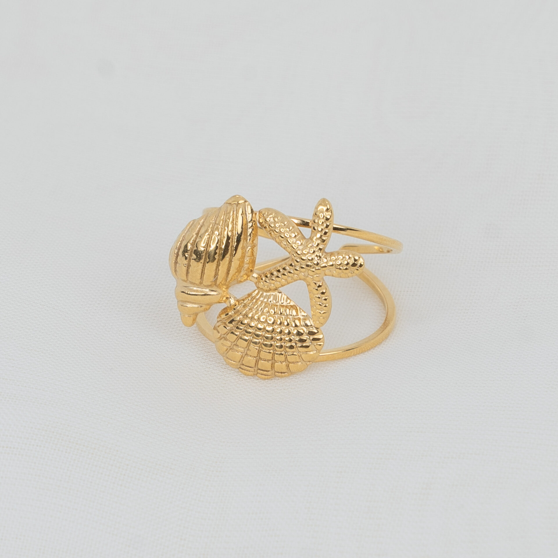 Ocean Dream Gold Δαχτυλίδι με Ανάγλυφα Στοιχεία - Image 2
