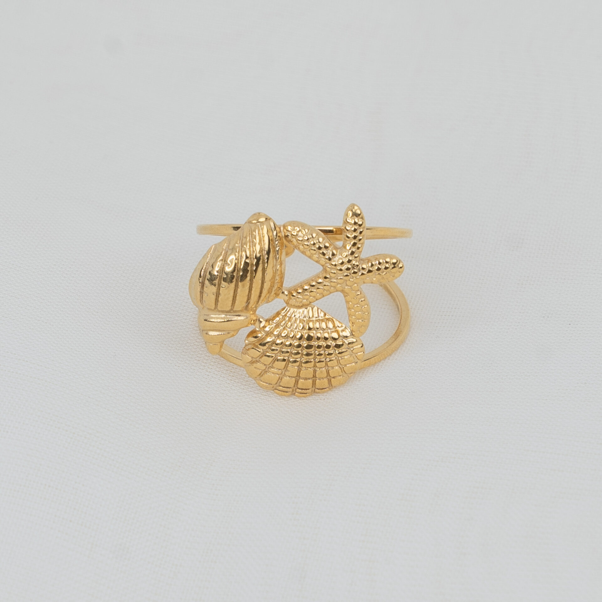 Ocean Dream Gold Δαχτυλίδι με Ανάγλυφα Στοιχεία