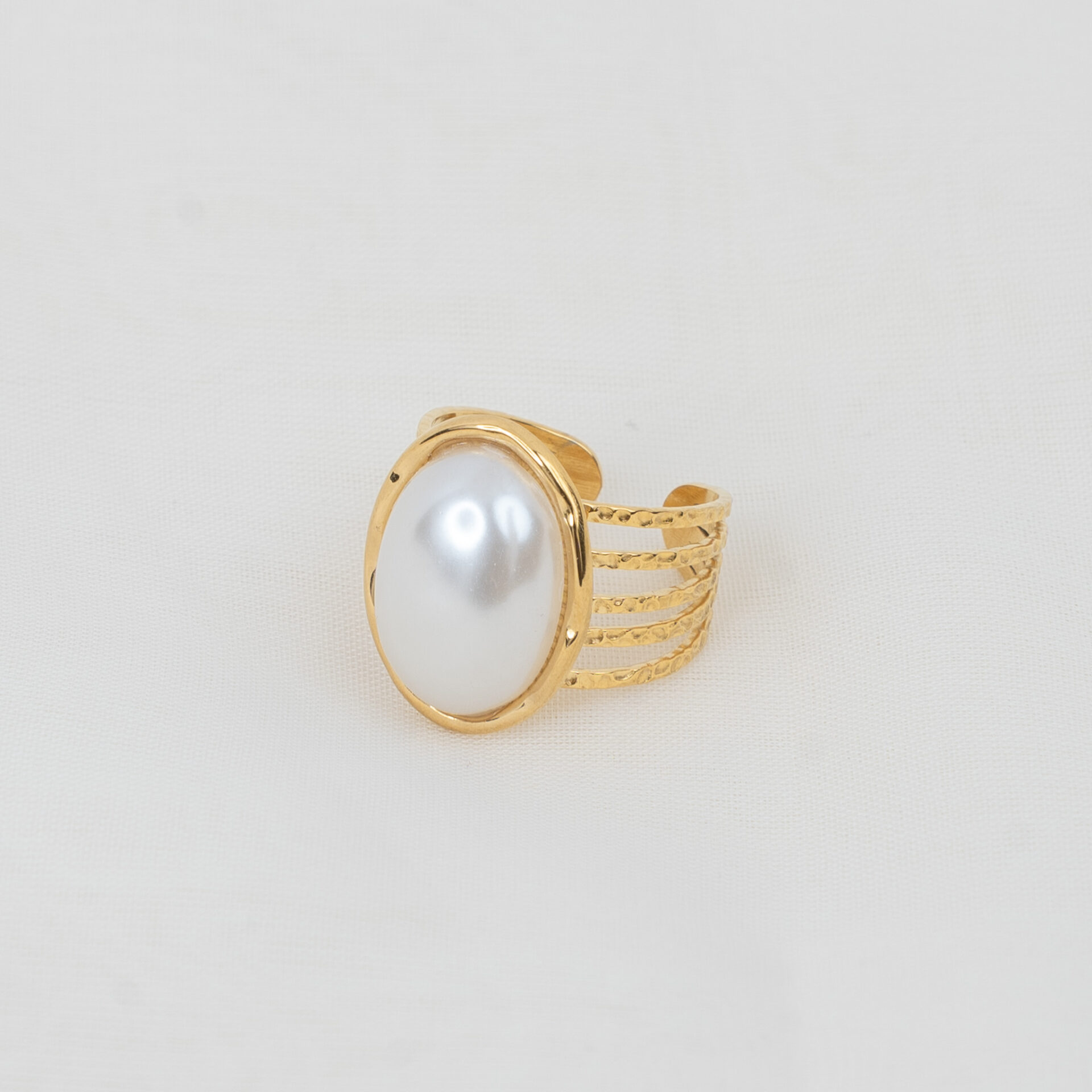 Venere Gold Δαχτυλίδι με Οβάλ Πέρλα