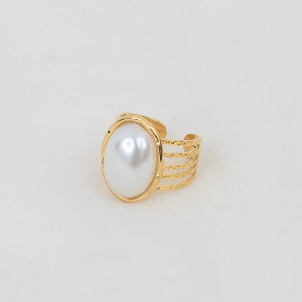 Venere Gold Δαχτυλίδι με Οβάλ Πέρλα