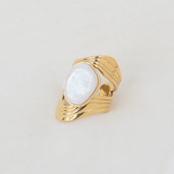 Opaline Gold Δαχτυλίδι με Λευκή Πέτρα