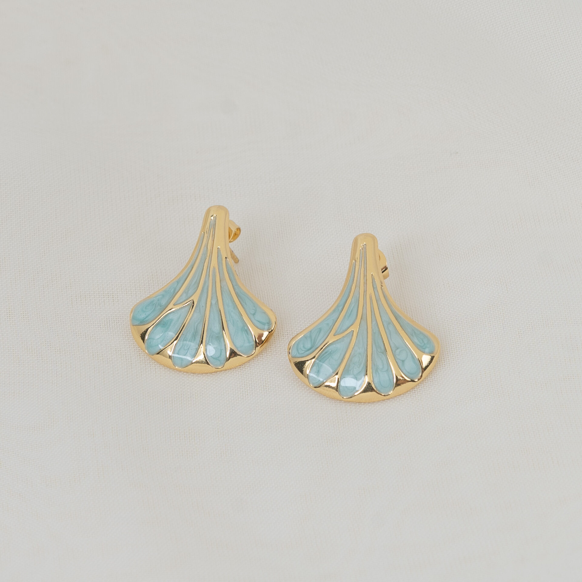 Ethereal Aqua Gold Σκουλαρίκια Κοχύλι