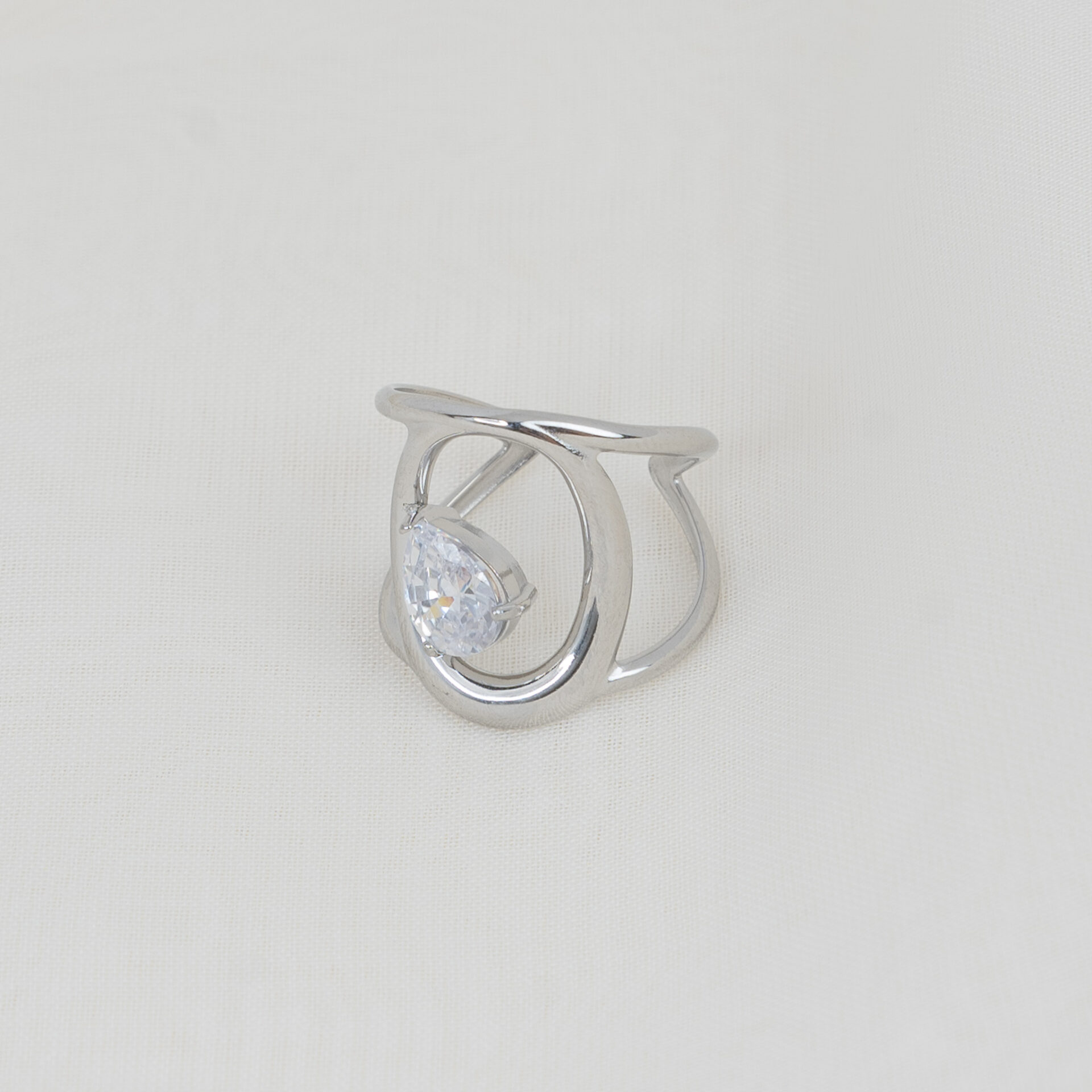 Lyon Silver Δαχτυλίδι με Ζιργκόν Δάκρυ