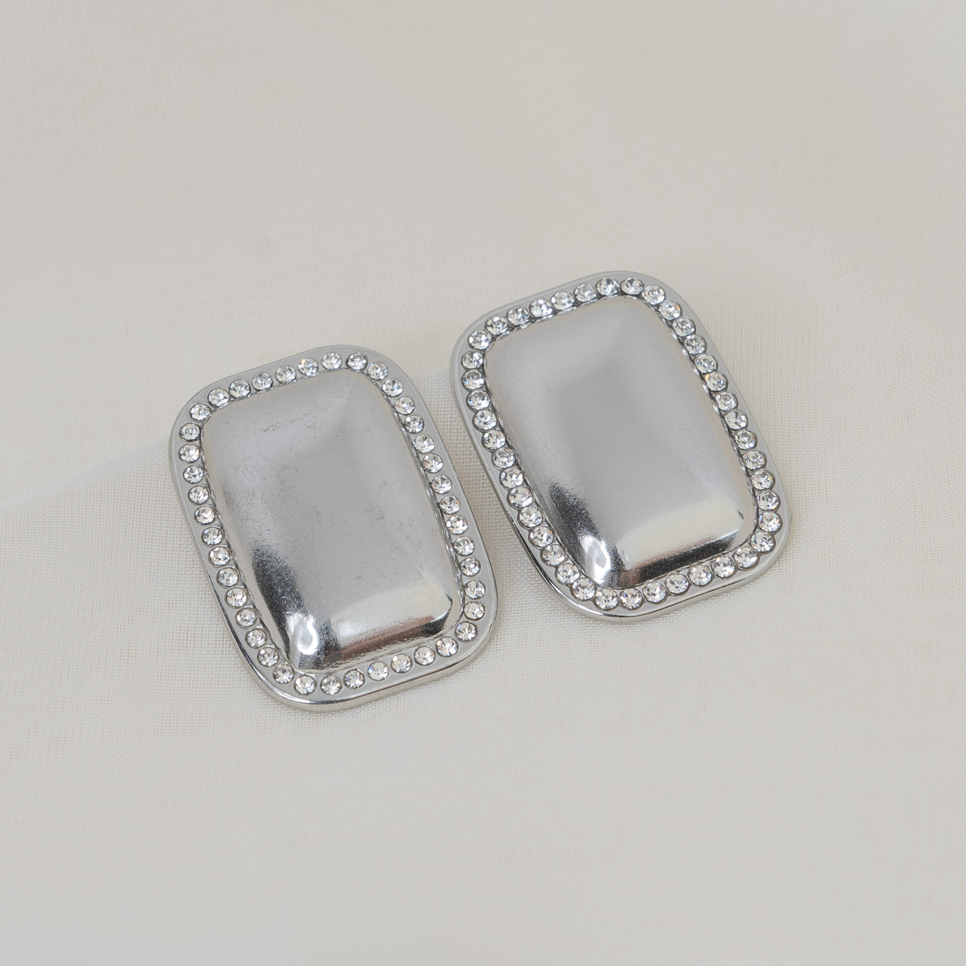 Venezia Silver Ορθογώνια Σκουλαρίκια με Ζιργκόν