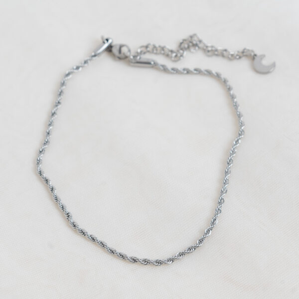 Rope Silver Βραχιόλι ποδιού με στριφτή αλυσίδα