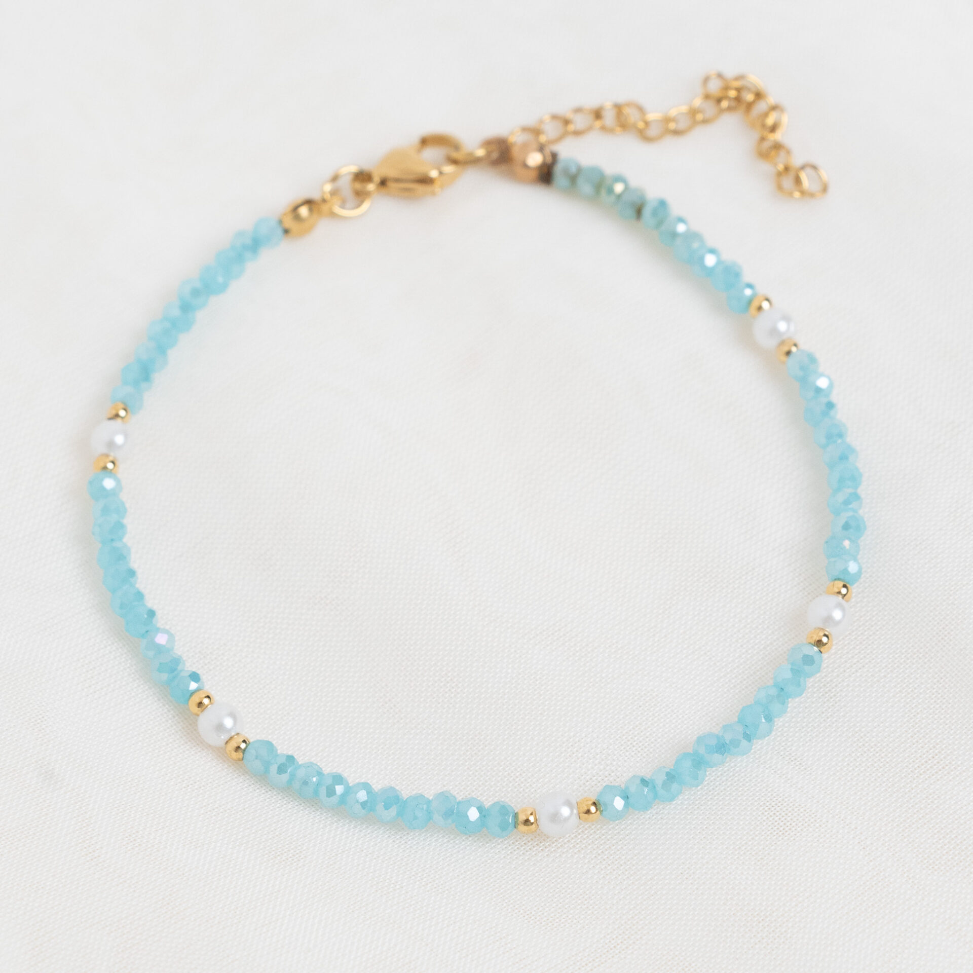 Crystal Sky Blue Gold βραχιόλι ποδιού με κρύσταλλα