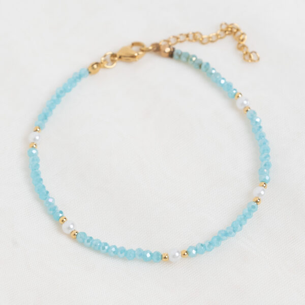 Crystal Sky Blue Gold βραχιόλι ποδιού με κρύσταλλα