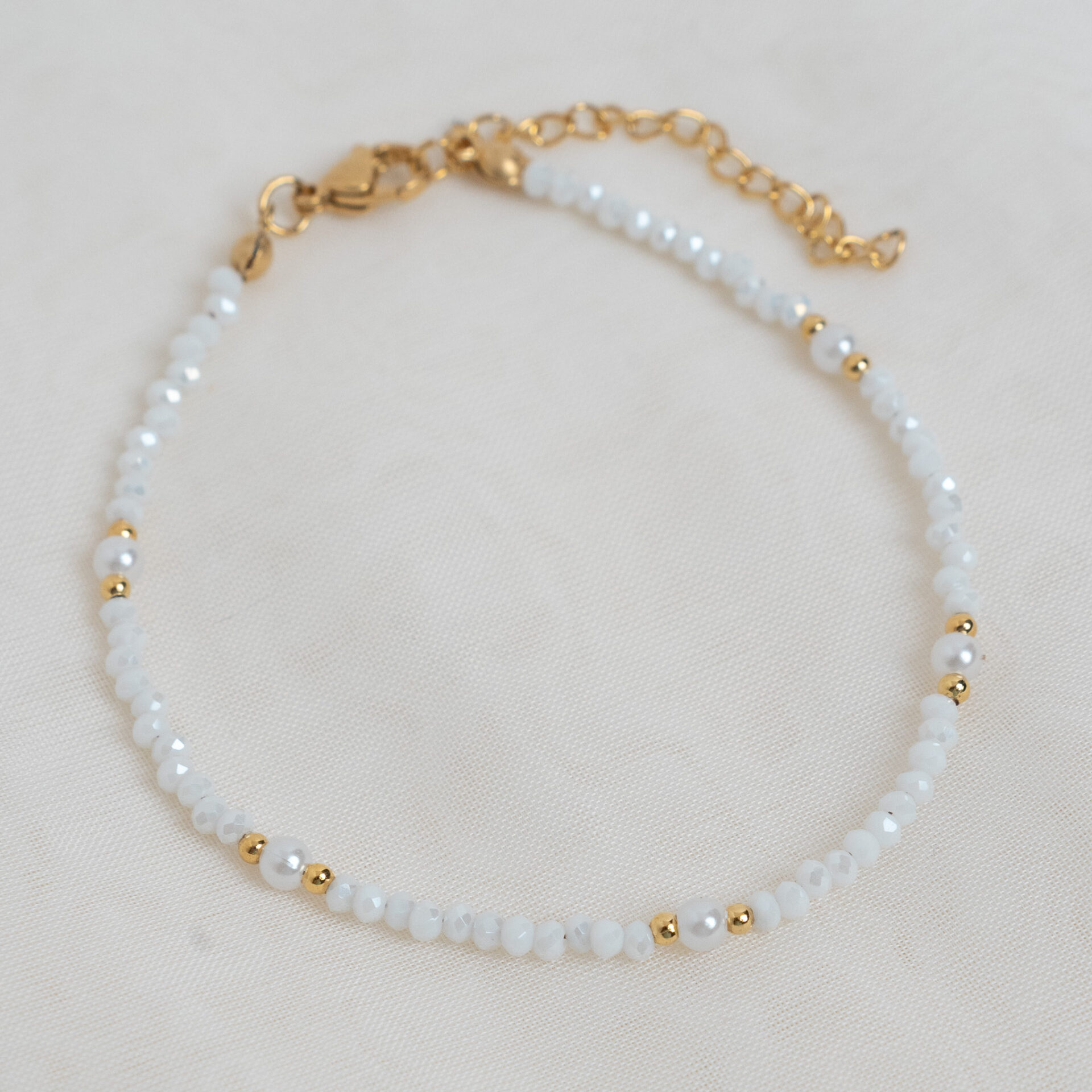 Crystal White Gold βραχιόλι ποδιού με κρύσταλλα