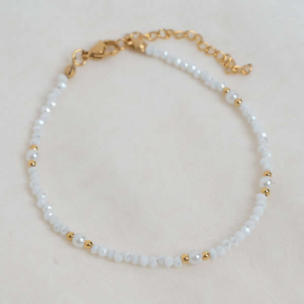 Crystal White Gold βραχιόλι ποδιού με κρύσταλλα