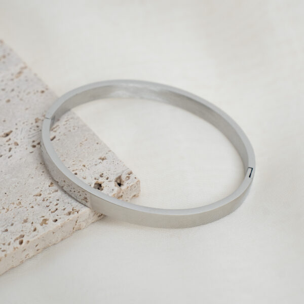 Plain Oval Silver Βραχιόλι χειροπέδα