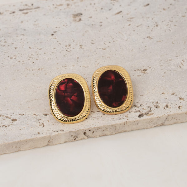 Merlot Red Gold Σκουλαρίκια