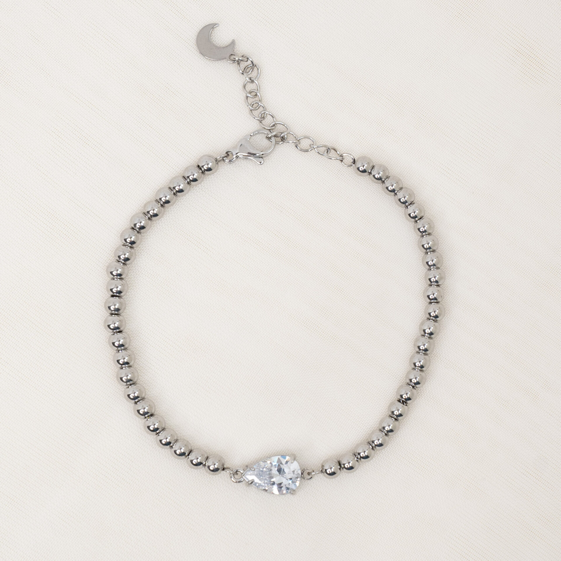 Teardrop Silver Βραχιόλι Αλυσίδα με Ζιργκόν