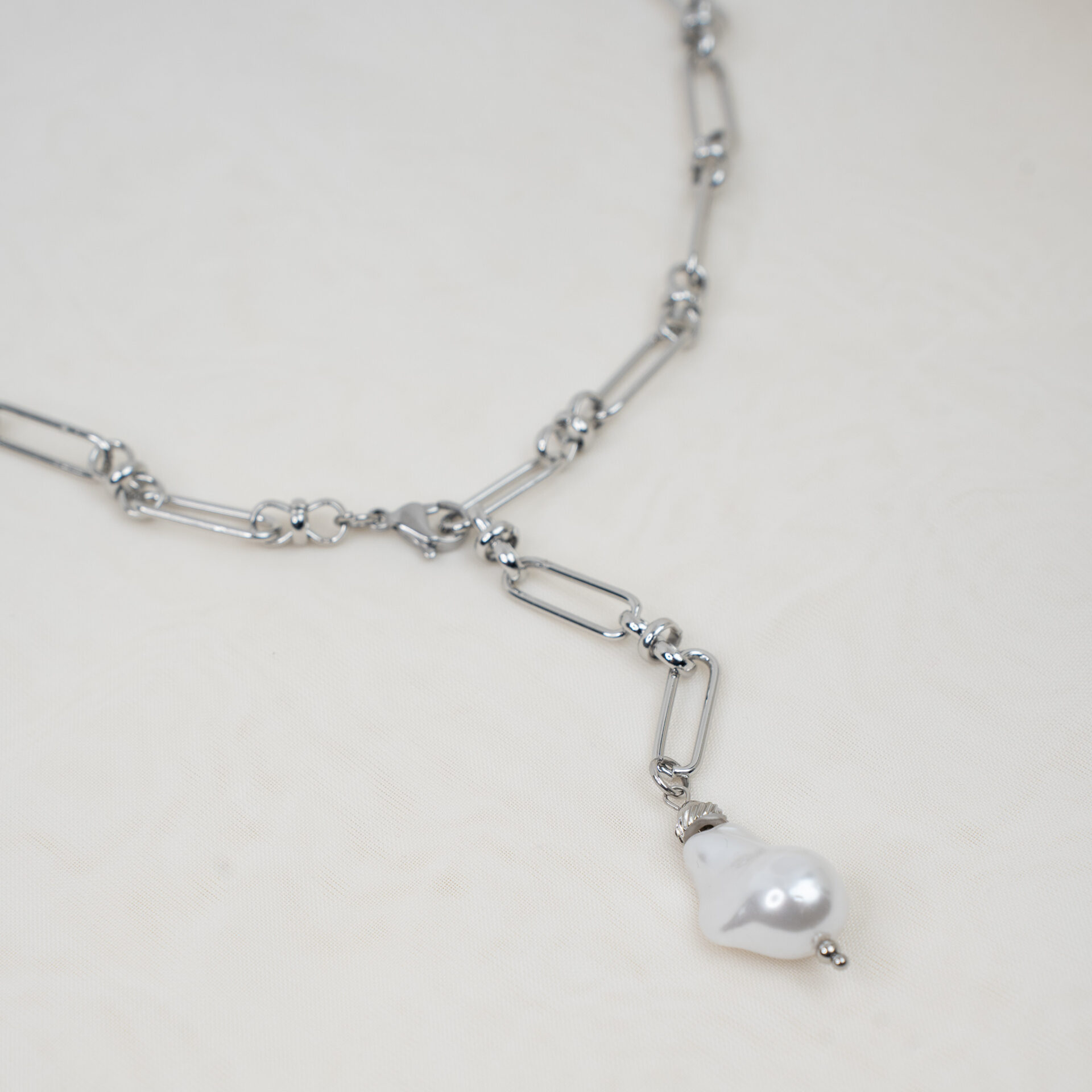 Colette Silver Κολιέ με Αλυσίδα και Πέρλα - Image 2