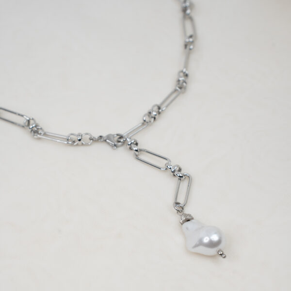 Colette Silver Κολιέ με Αλυσίδα και Πέρλα
