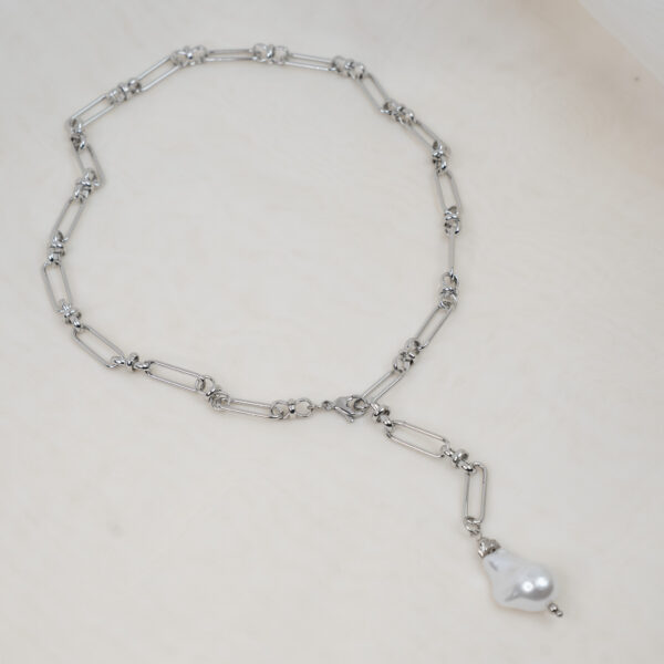 Colette Silver Κολιέ με Αλυσίδα και Πέρλα