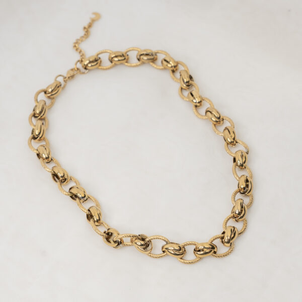 Loop Gold Κολιέ με Ατσάλινη Αλυσίδα