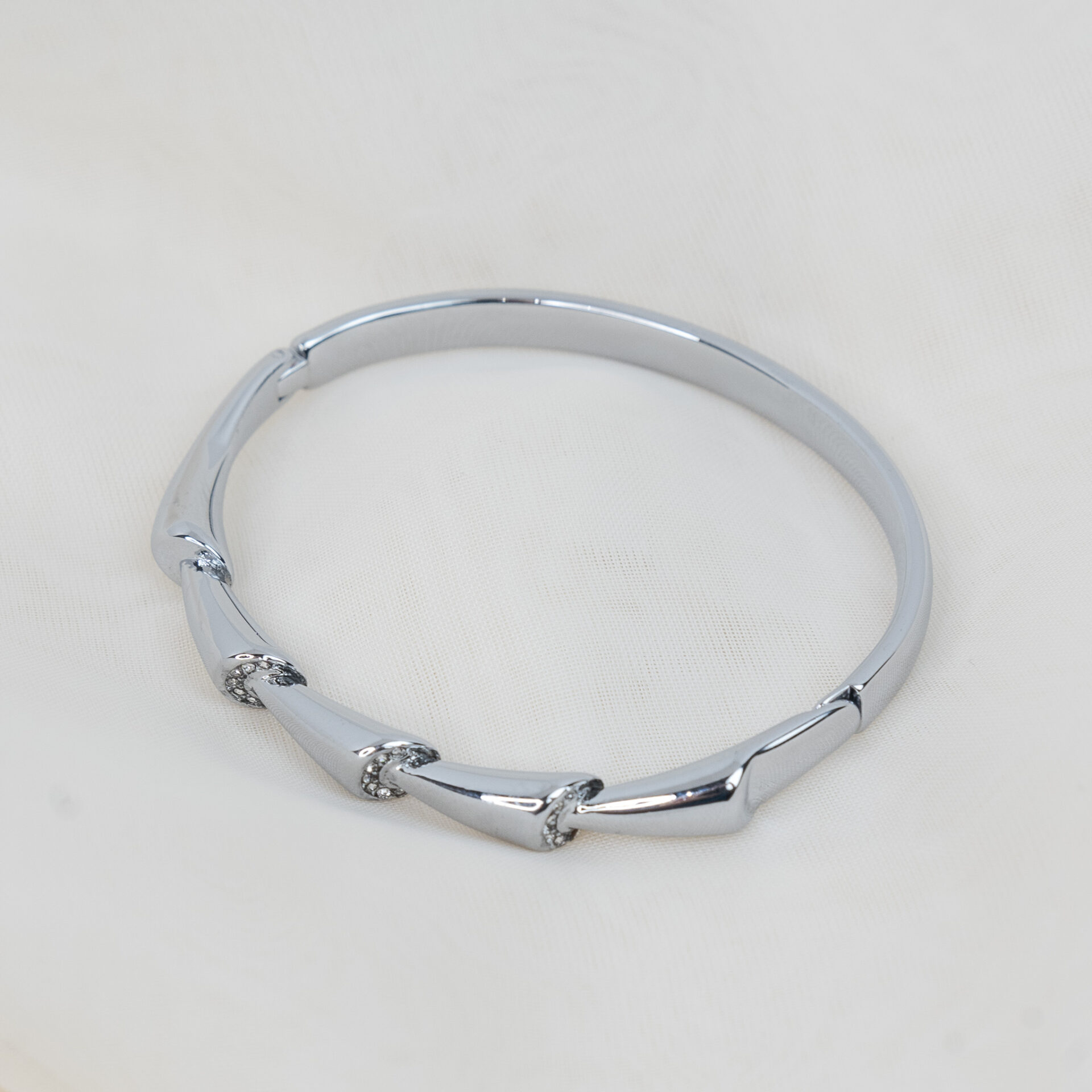 Lunaire Silver Βραχιόλι Χειροπέδα με Ζιργκόν