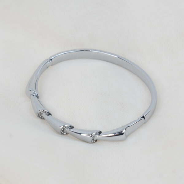 Lunaire Silver Βραχιόλι Χειροπέδα με Ζιργκόν