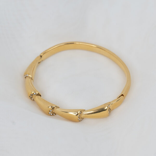 Lunaire Gold Βραχιόλι Χειροπέδα με Ζιργκόν
