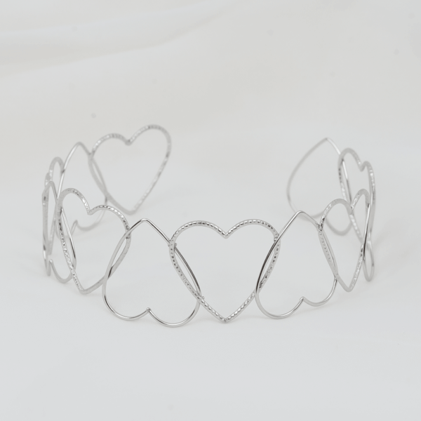 Eternal Love Silver Κολιέ Choker με Καρδιές