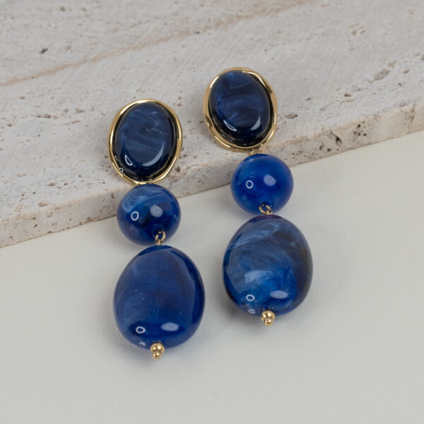 Reverie Blue Gold Σκουλαρίκια Κρεμαστά