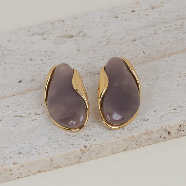 Celeste Dark Purple Gold Σκουλαρίκια