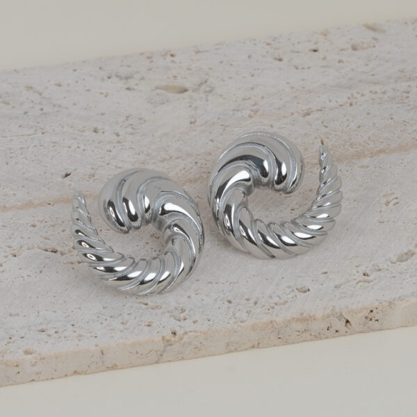 Sogno Silver Σκουλαρίκια με Ανάγλυφο Σχέδιο