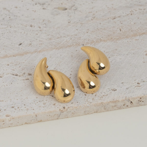 Cassandra Gold Σκουλαρίκια με Διπλό Δάκρυ