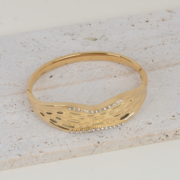 Aurette Gold Βραχιόλι Χειροπέδα με Ζιργκόν