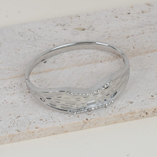 Aurette Silver Βραχιόλι Χειροπέδα με Ζιργκόν