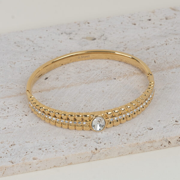 Marcella Gold Βραχιόλι Χειροπέδα με Ζιργκόν