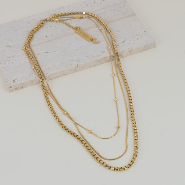 Elan Gold Κολιέ με Τριπλή Αλυσίδα