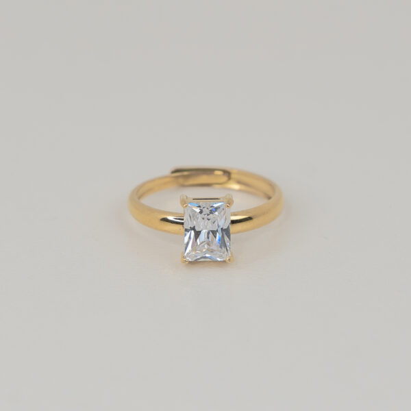 Noble Gold Δαχτυλίδι Μονόπετρο με Ορθογώνιο Ζιργκόν