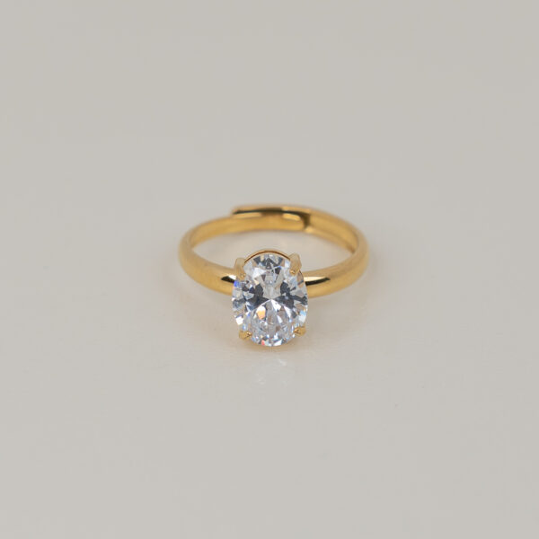 Crystal Gold Δαχτυλίδι Μονόπετρο με Οβάλ Ζιργκόν
