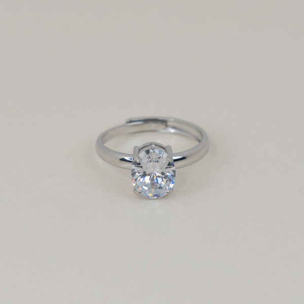 Crystal Silver Δαχτυλίδι Μονόπετρο με Οβάλ Ζιργκόν