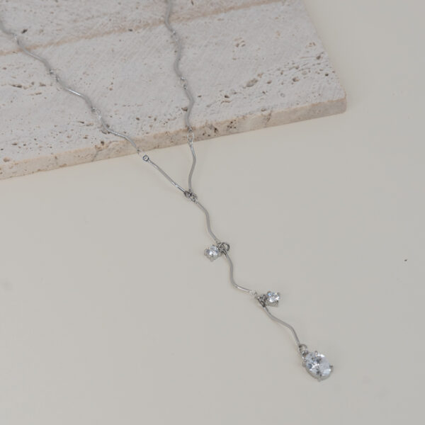Wavelet Silver Κολιέ με Ζιργκόν