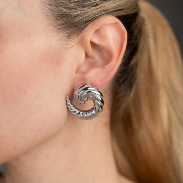 Sogno Silver Σκουλαρίκια με Ανάγλυφο Σχέδιο