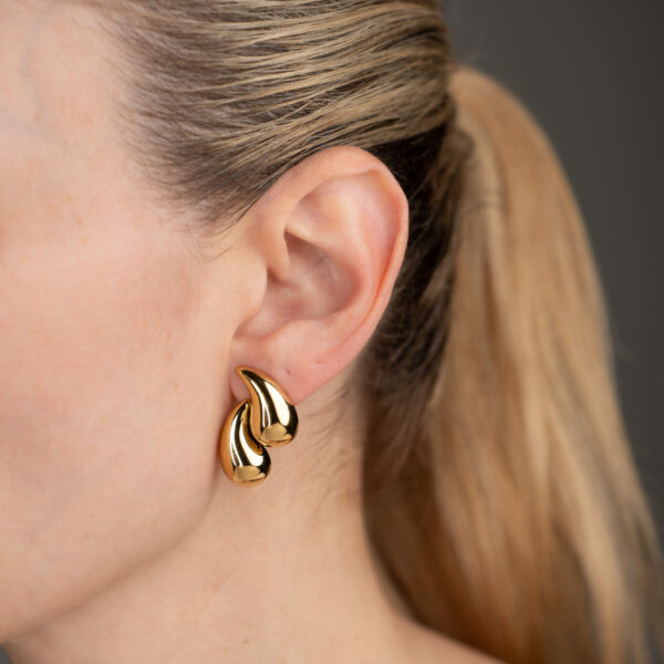 Cassandra Gold Σκουλαρίκια με Διπλό Δάκρυ