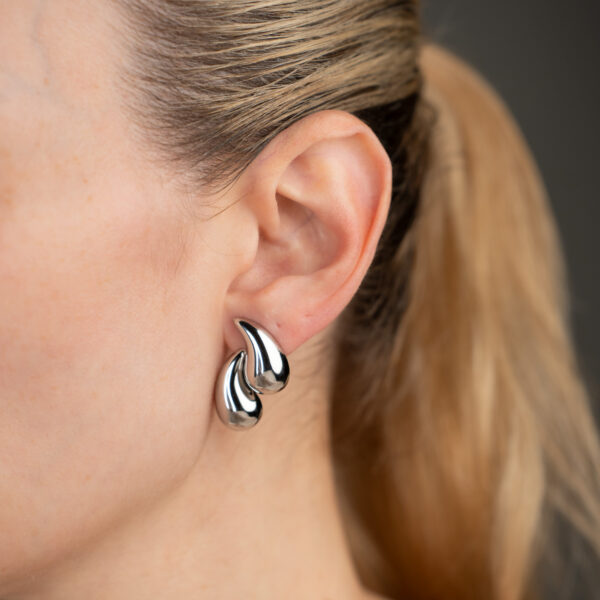 Cassandra Silver Σκουλαρίκια με Διπλό Δάκρυ