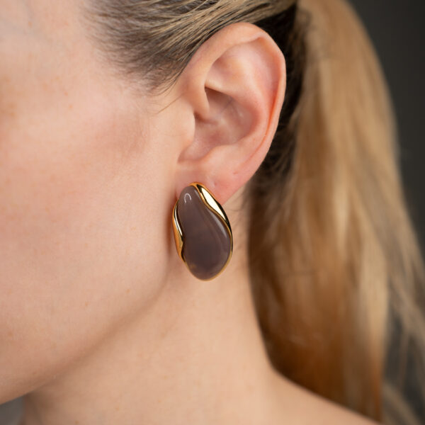 Celeste Dark Purple Gold Σκουλαρίκια