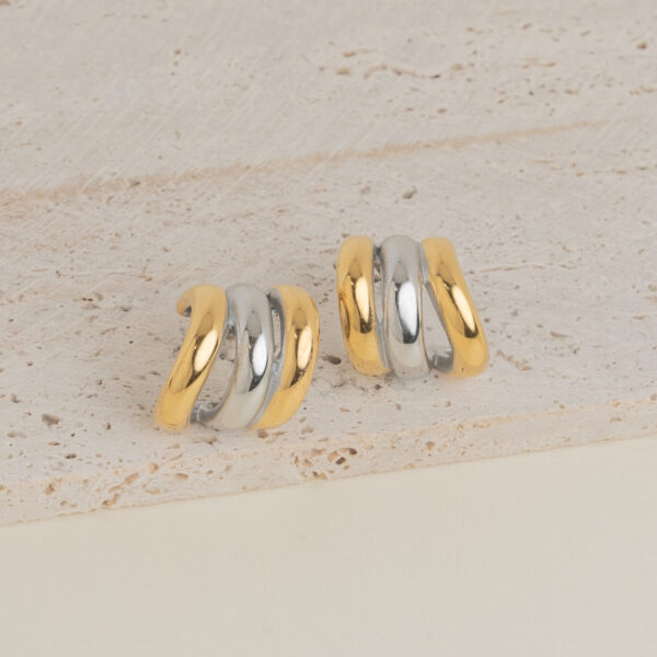 Yvette Mixed Δίχρωμα Σκουλαρίκια Τριπλοί Κρίκοι